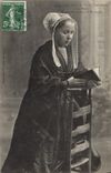 Vintage Postcard Folklore Young girl of St Thegonnec has the mass