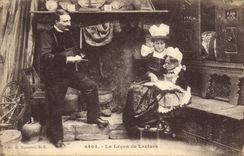 Vintage Postcard Folklore the lesson of reading