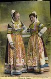 Vintage Postcard Folklore Brittany Young girls of Briec in large costumes of festival Surroundings of Quimper
