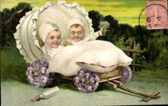 CPA Fantaisie Fleurs Enfants Babes 