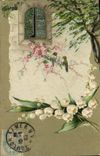 Vintage Postcard Fantasy Flowers Birds Lily of the valley