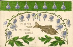 CPA Fantaisie Fleurs Poisson 