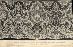 Vintage Postcard Folklore Lace Lacemaker Ratchet in point of Alencon and Nickel silver by the diocese of Bayeux has SS the Pope Leo XIII