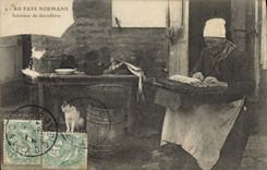 CPA Folklore Dentelle Interieur de Dentelliere Au Pays Normand 