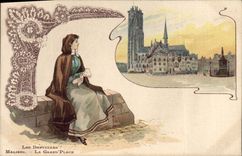 Vintage Postcard Folklore Lace Lacemaker Malines laces the large one places