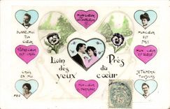 Vintage Postcard Fantasy Woman Heart Far from the eyes close to the heart