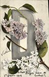 CPA Fantaisie Fleurs Lettres Lettre D 