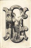 Vintage Postcard Fantasy Woman Letters Letter E