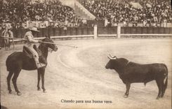 Vintage Postcard Corrida Bullfight Citando para una buena will vara