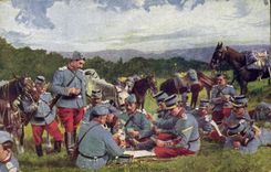 CPA Militaria Une bonne partie Jeu de cartes 