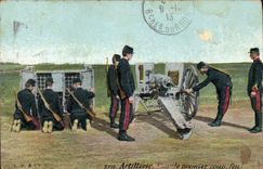 Postal Militaria Artillería para el primer Golpe Fuego!