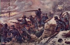 CPA Militaria Combat pour gagner un peu de terrain en Argonne 