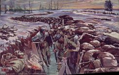 CPA Militaria Combat dans les tranchees inondees 