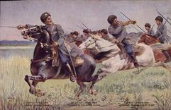 CPA Militaria Cosaques du Don La charge Armee Russe Russie Russia 