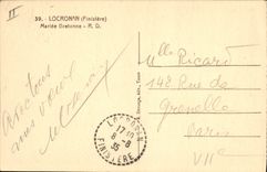 Postal Folclore Locronan Casar bretón