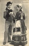 Postal Folclore Casado de Quimper Estudio de trajes