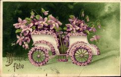 CPA Fantaisie Fleurs Automobile 
