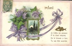 CPA Fantaisie Fleurs Poisson 1er Avril 