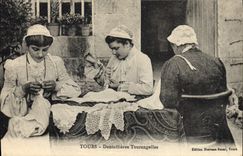 Postal Folclore Encaje Dentelliere Tours Dentellieres Tourangelles