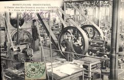CPA Montlucon industriel L'usine des machines a coudre Hurtu Coin de l'atelier de mecanique TOP 