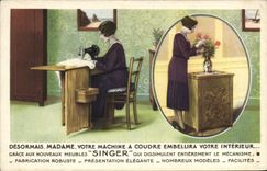 Vintage Postcard Sewing machine To ape