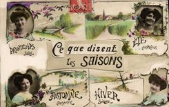 Vintage Postcard Fantasy Women what say the seasons