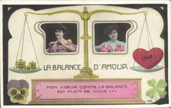 Vintage Postcard Fantasy Woman the balance of love