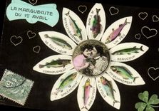 Vintage Postcard Fantasy Woman the daisy of April 1st Poisson