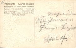 CPA Fantaisie Eventail Fleurs