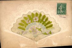 Postal Fantasia Bordado Abanico