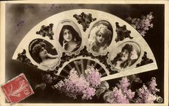 Postal Fantasia Abanico Demougeot Canal Dorgere Lafargue