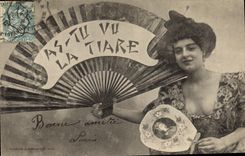 Postal Fantasia Abanico As ti vista mi tiara