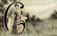 Postal Fantasia Mujer Cartas Carta G