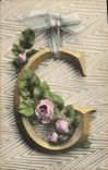 CPA Fantaisie Fleurs Lettres Lettre G 