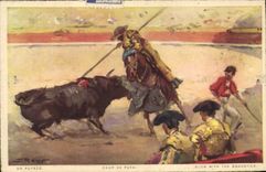 Vintage Postcard Bullfight Bullfight Blow of Puya