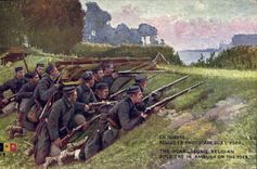 CPA Militaria Belges en embuscade sur l'Yser 