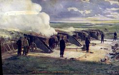 CPA Militaria Une batterie de 130 mm 