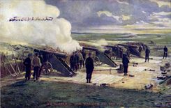 CPA Militaria Une batterie de 130 mm 