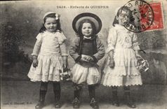 CPA Folklore Enfants de Quimper