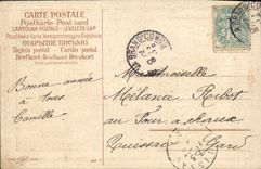 CPA Fantaisie Fleurs Moulin a eau 