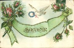 CPA Fantaisie Fleurs Colombe 