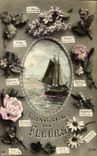 CPA Fantaisie Langage des Fleurs Bateau de peche 