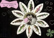 CPA Fantaisie Femme Marguerite Poissons 1er Avril Trefle 