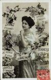 Vintage Postcard Fantasy Flowers Woman Love