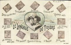 CPA Fantaisie Langage du timbre Semeuse 10c 