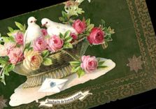 Vintage Postcard Fantasy Flowers Doves (transparent chart)