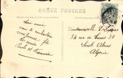 CPA Fantaisie Fleurs Hirondelles Trefles