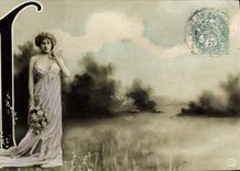 Vintage Postcard Fantasy Woman Letters Letter L