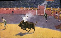 CPA Corrida Course de taureaux Bertuchi 