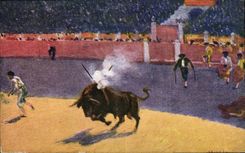 CPA Corrida Course de taureaux Bertuchi 